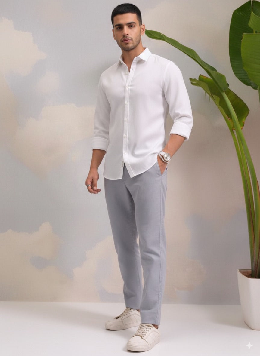 White Color Jacquard Shirt