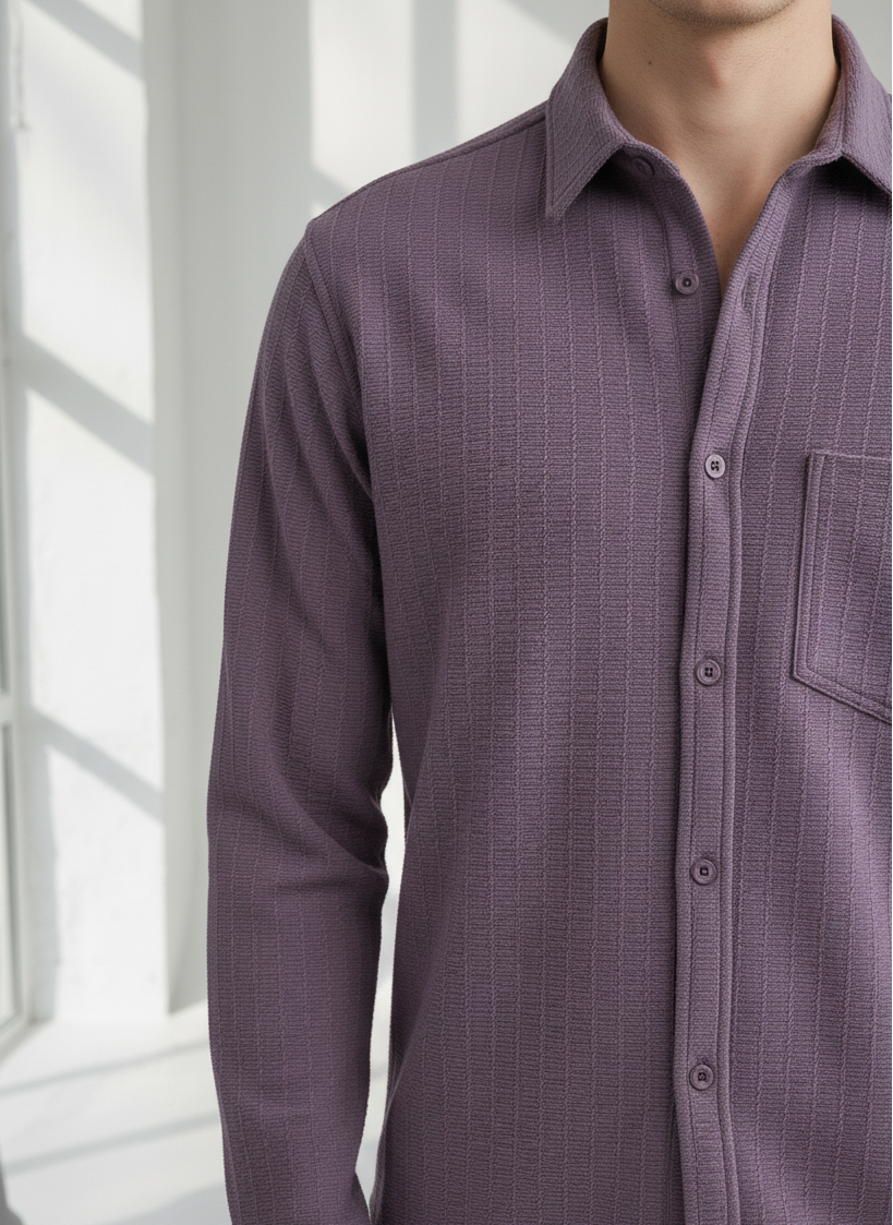 Purple Color Striped Jacquard Shirt