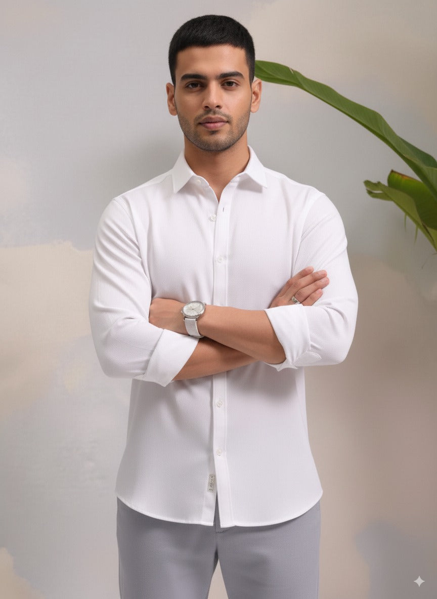 White Color Jacquard Shirt