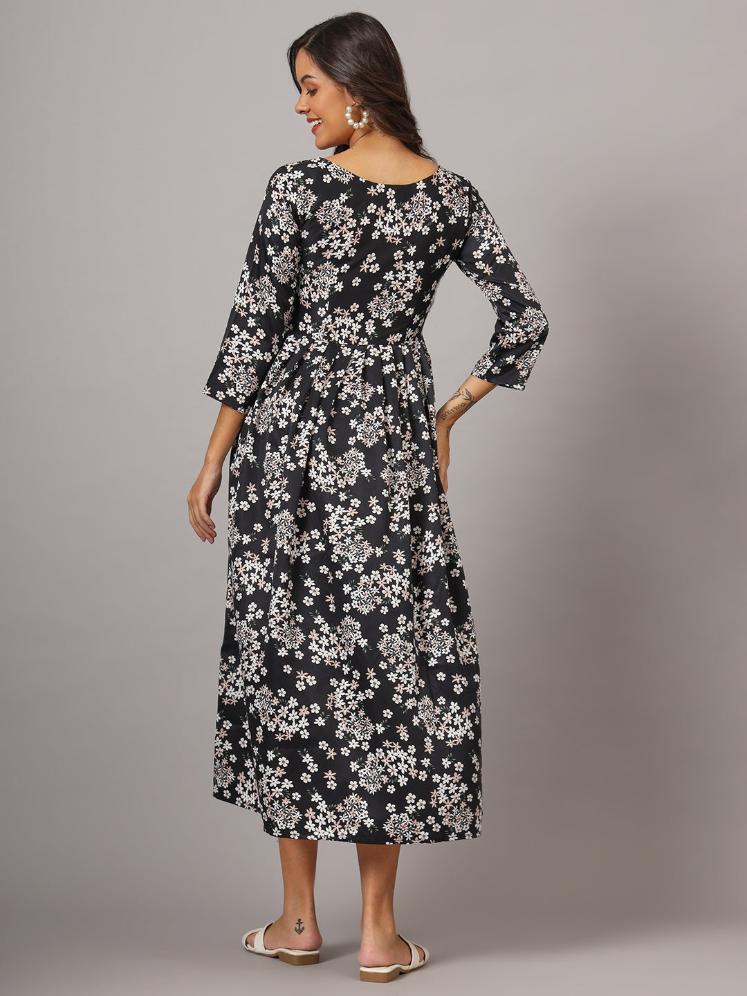 Floral Print Angrakha Style Kurta