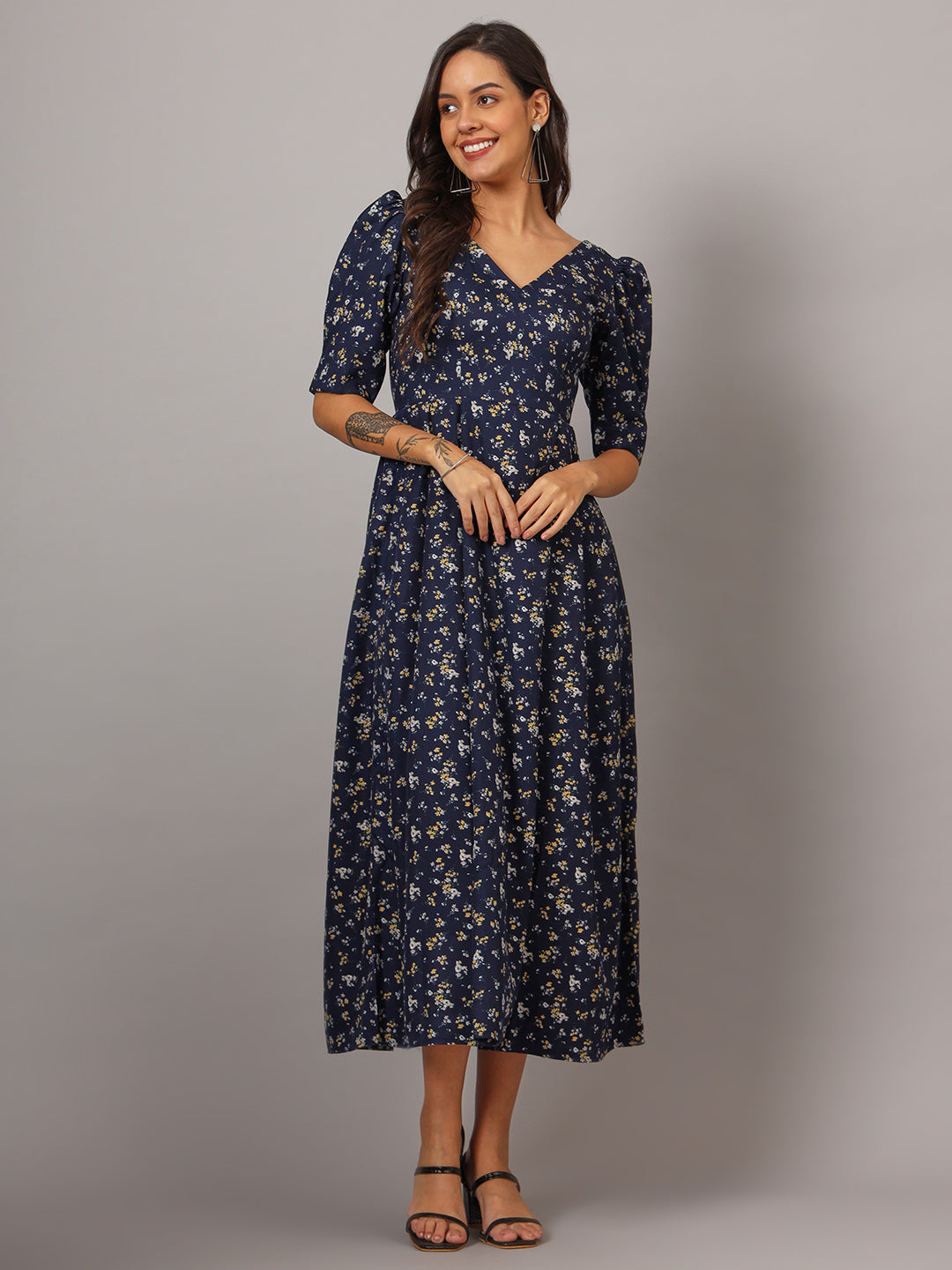 Women Floral Print Fit & Flare Dress