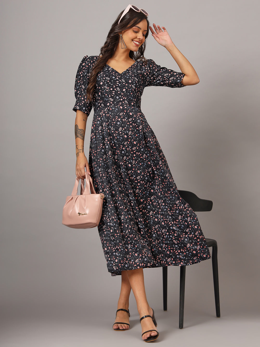 Women Floral Print Fit & Flare Dress
