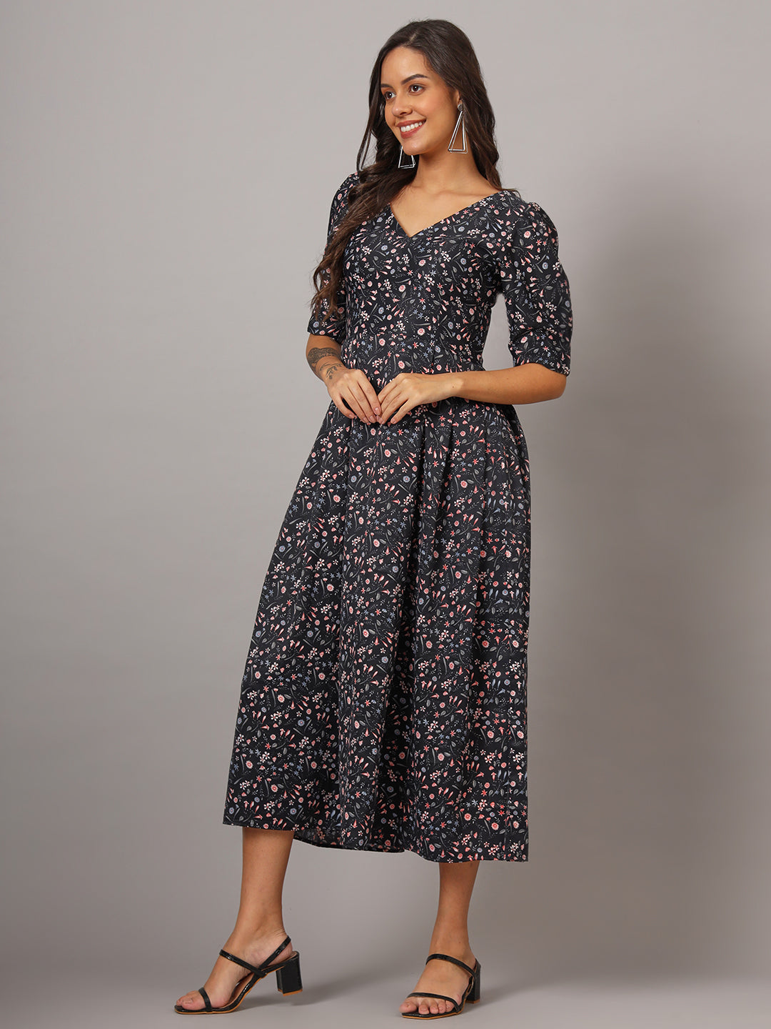 Women Floral Print Fit & Flare Dress
