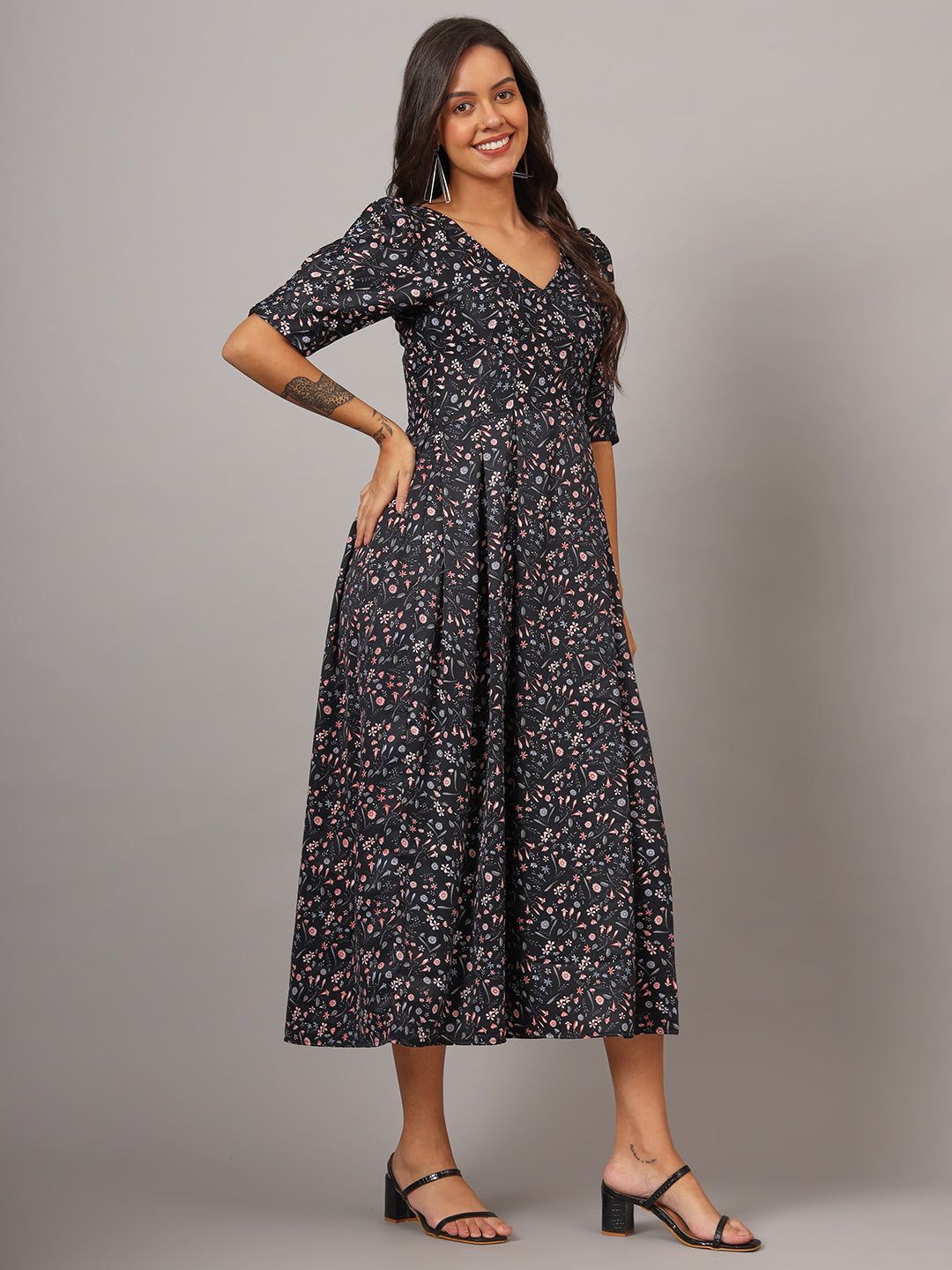 Women Floral Print Fit & Flare Dress