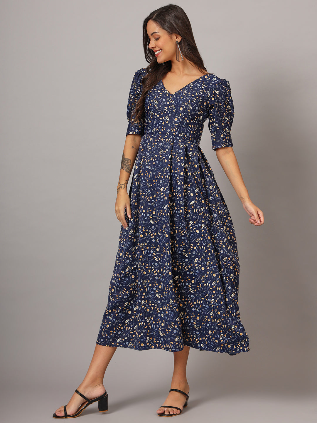 Women Floral Print Fit & Flare Dress