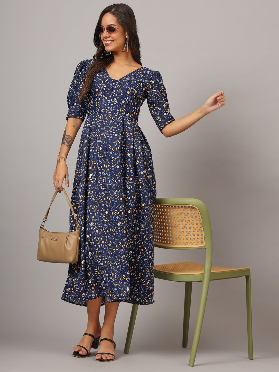 Women Floral Print Fit & Flare Dress