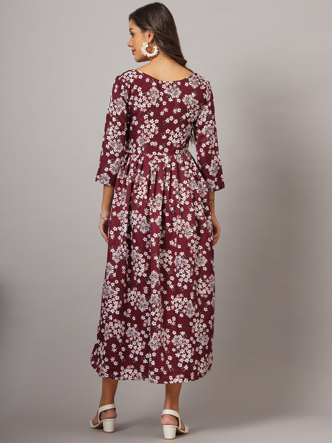 Floral Print Angrakha Style Kurta