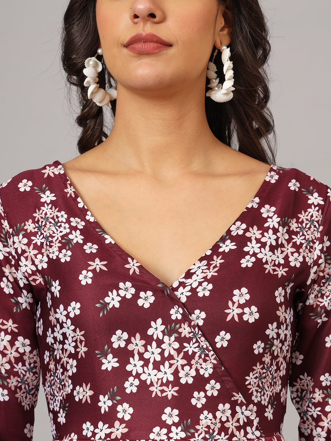 Floral Print Angrakha Style Kurta