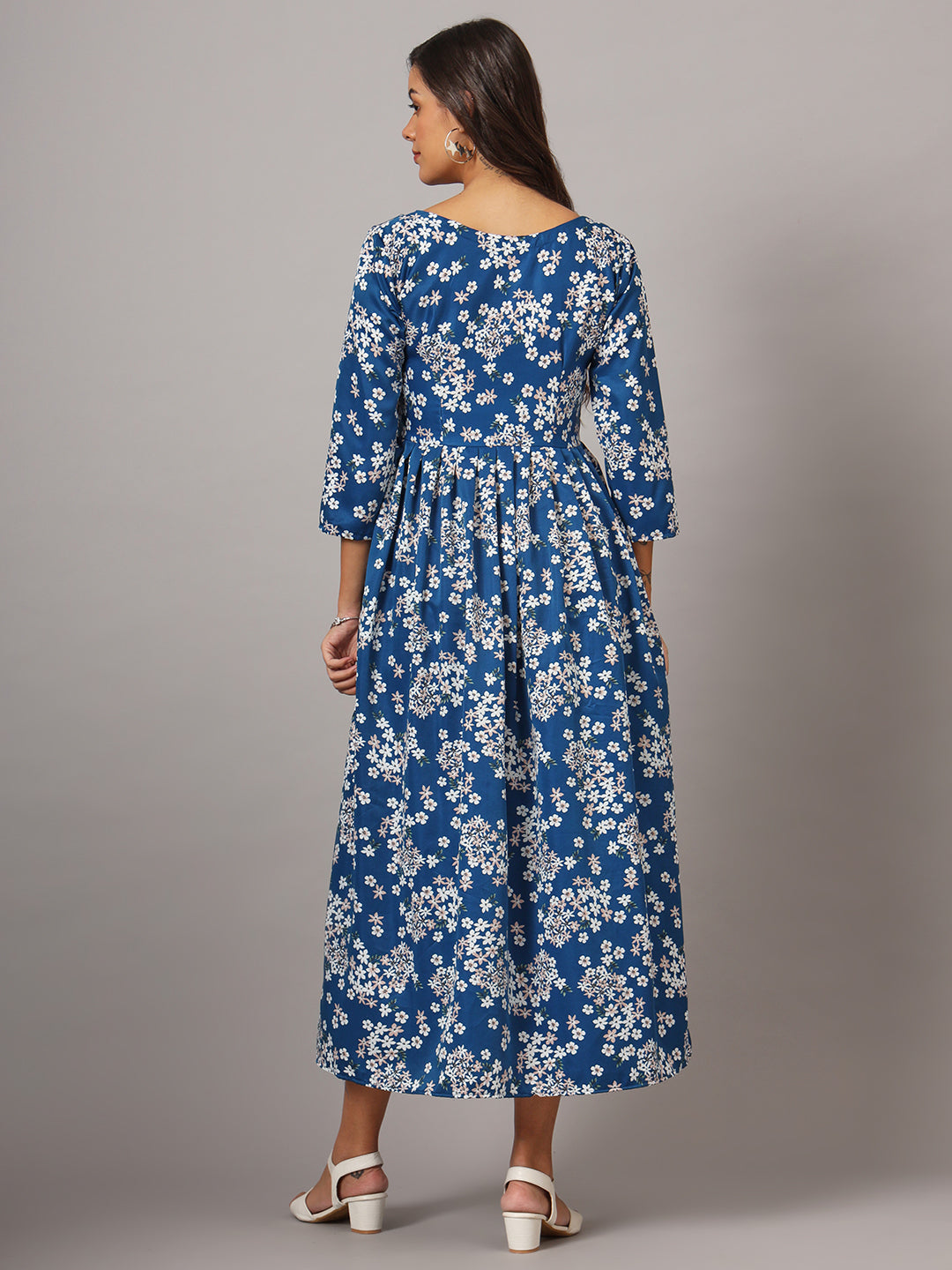 Floral Print Angrakha Style Kurta