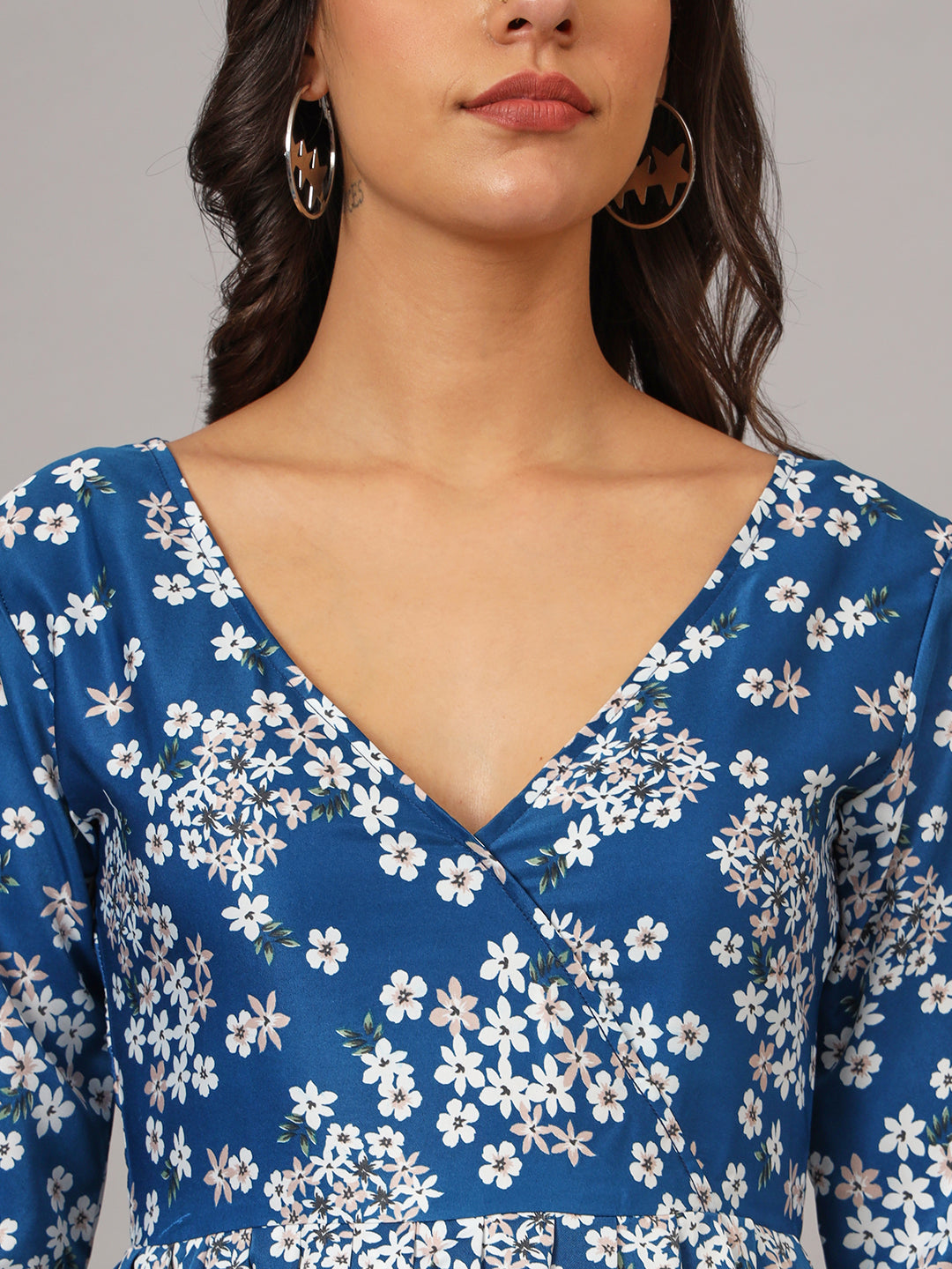 Floral Print Angrakha Style Kurta
