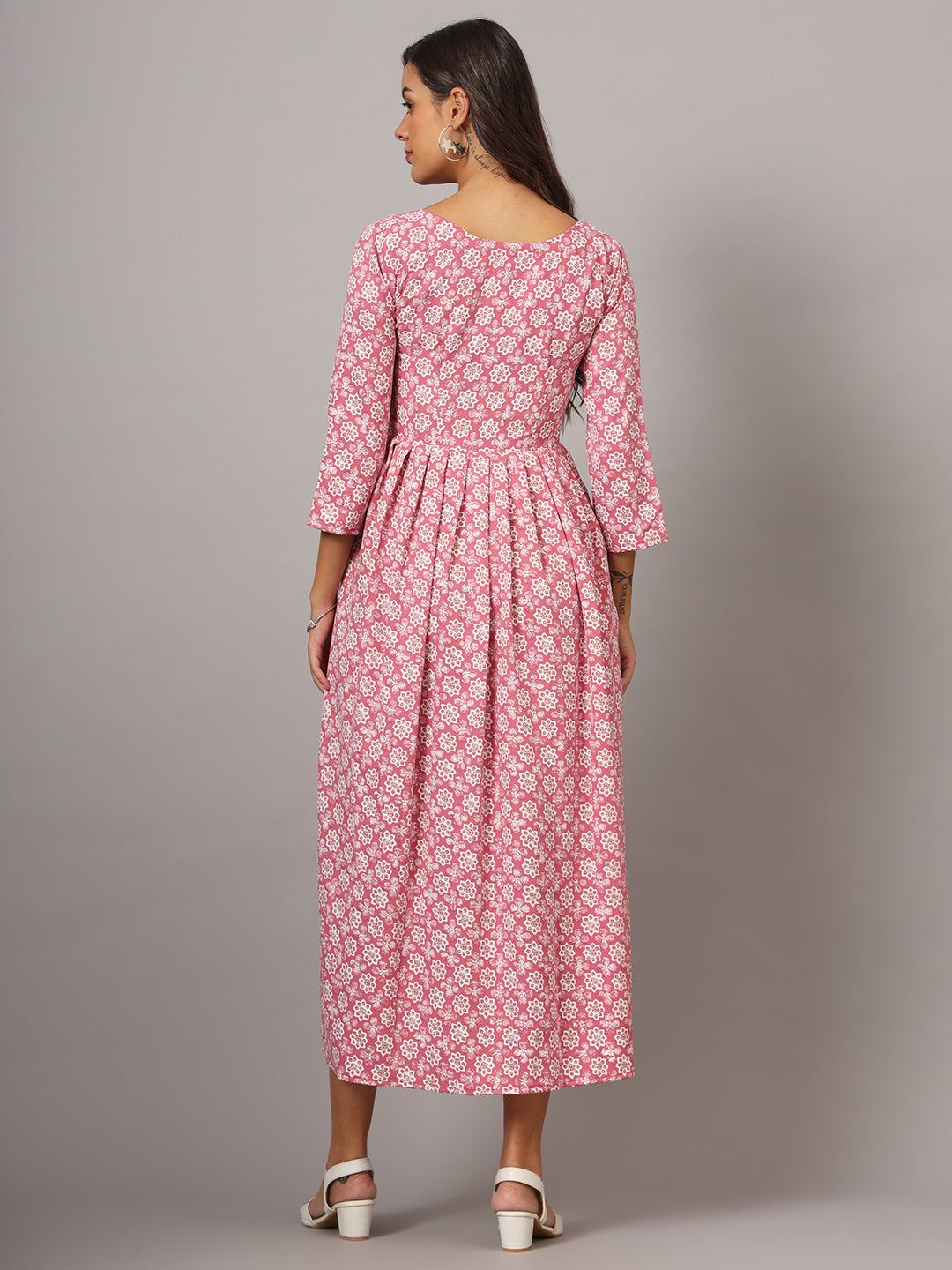 V-neck Calf Length Kurta