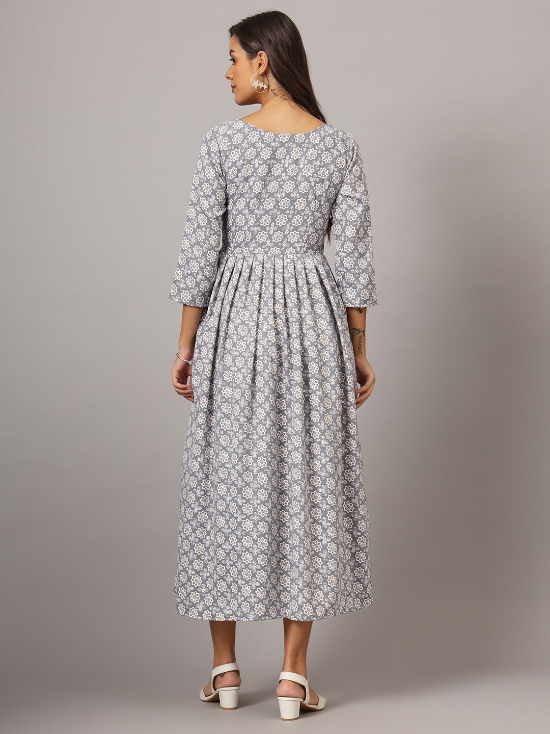 V-neck Calf Length Kurta