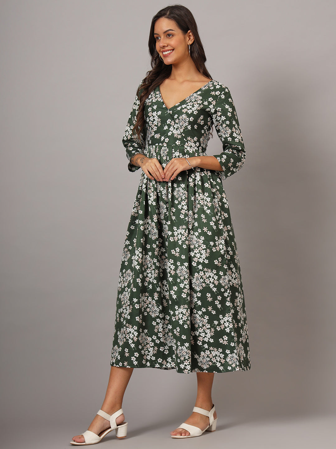 Floral Print Angrakha Style Kurta