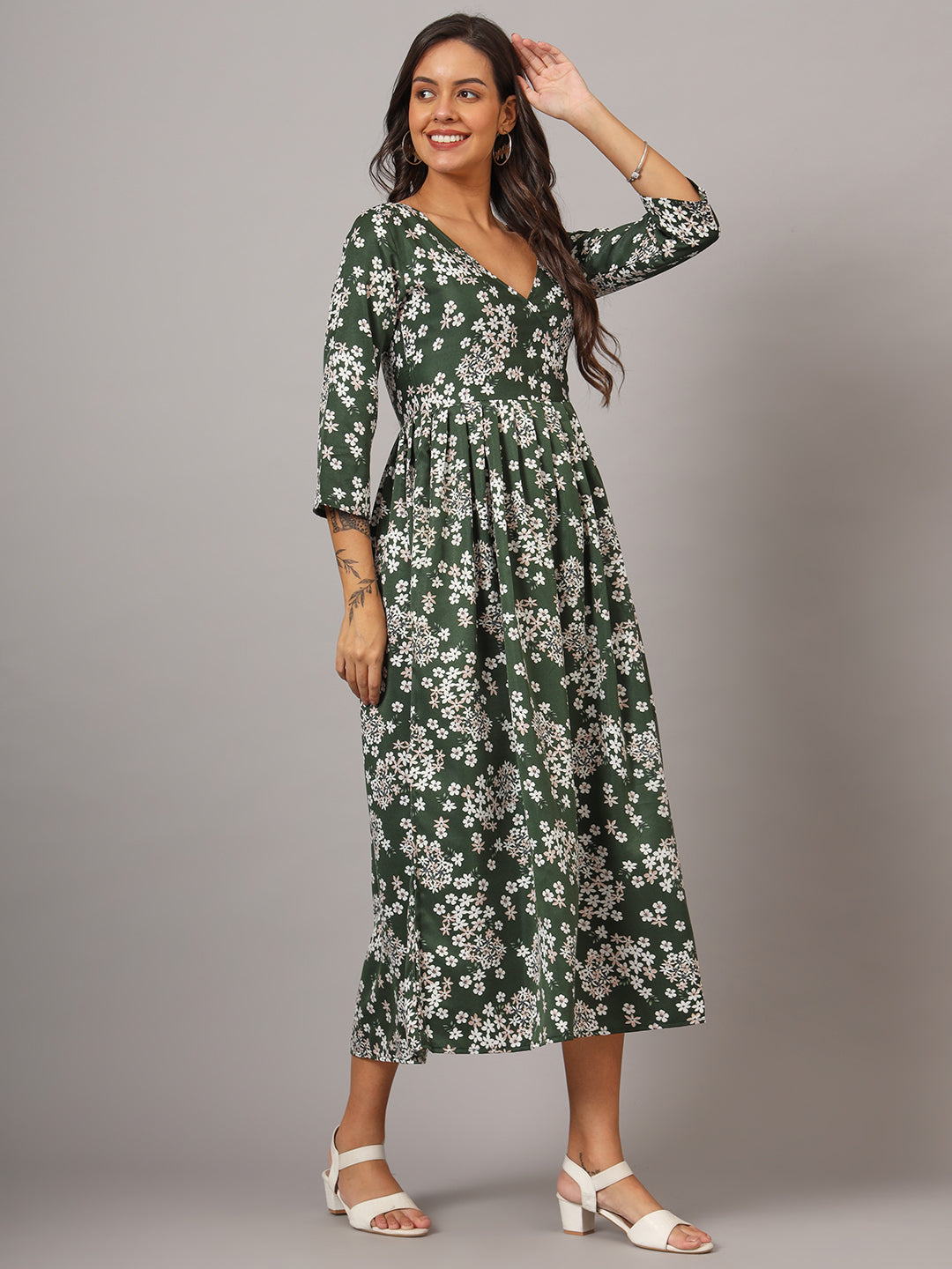 Floral Print Angrakha Style Kurta