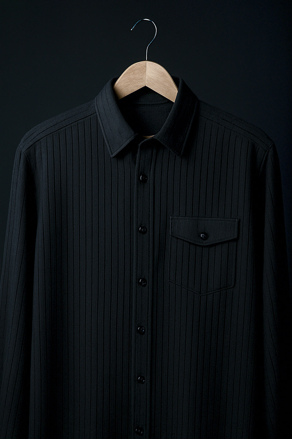 Black Color Striped Jacquard Shirt