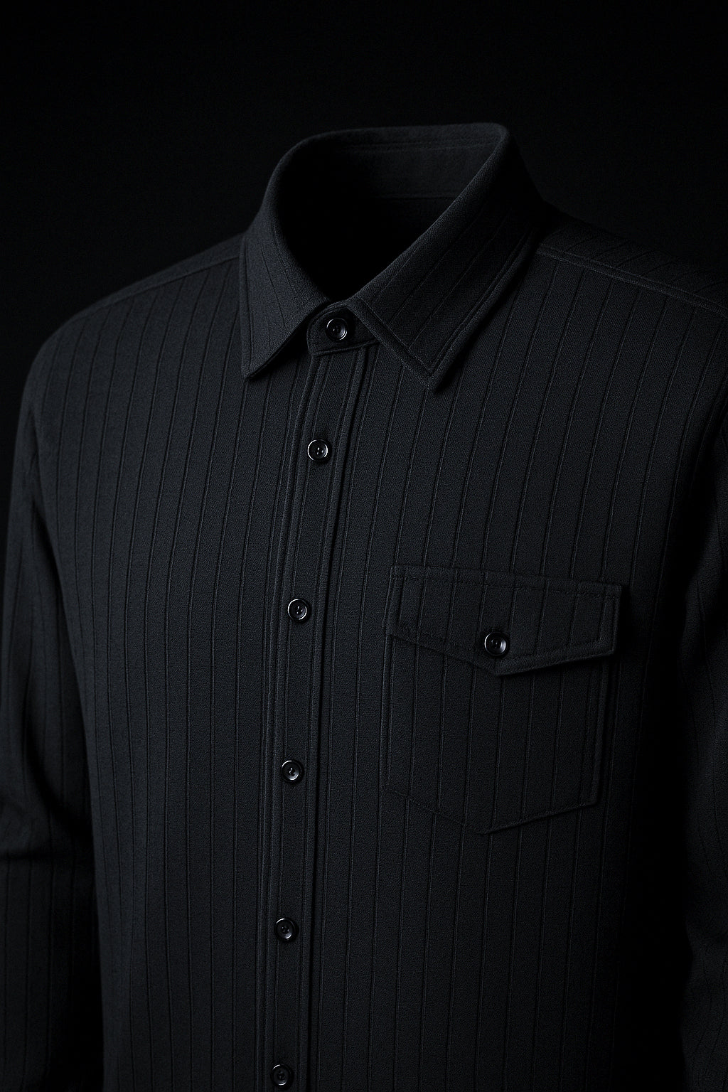 Black Color Striped Jacquard Shirt