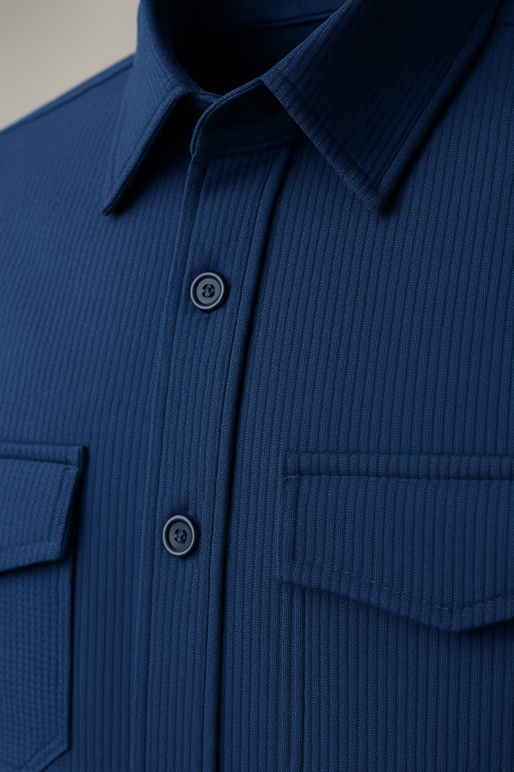 Navy Blue Color Knitted Jacquard Shirt