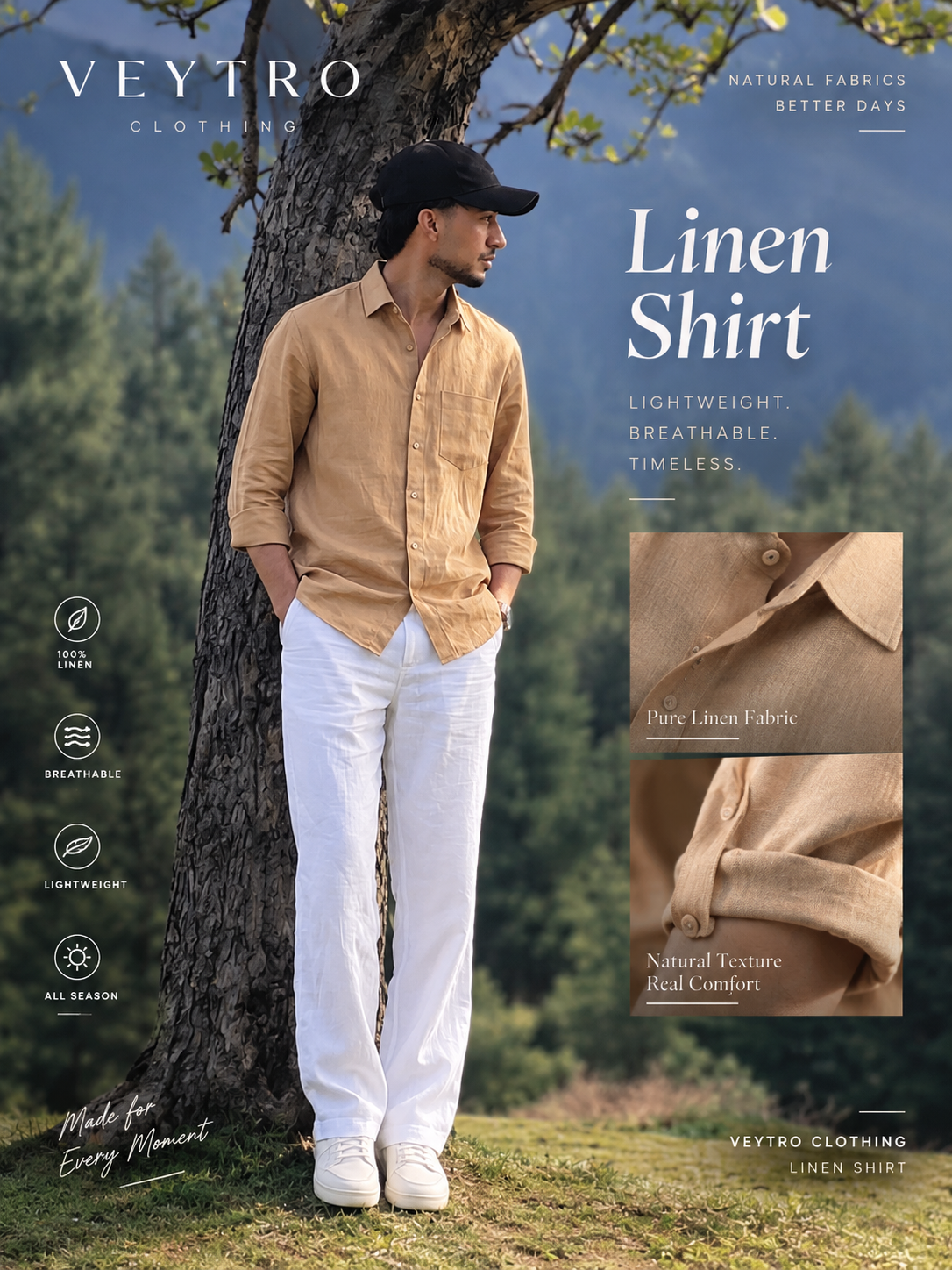 Men’s Minimal Brownish Linen Shirt