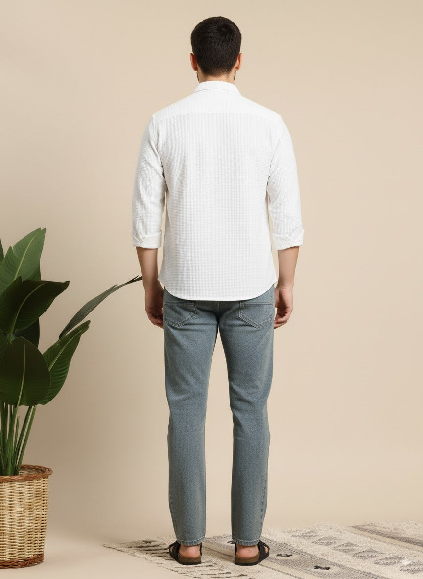 White Color Jacquard Shirt