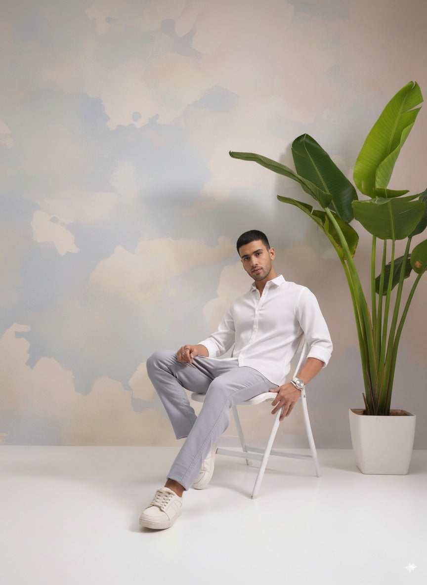 White Color Jacquard Shirt