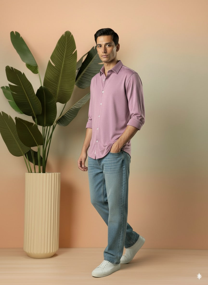 Purple Color Jacquard Shirt