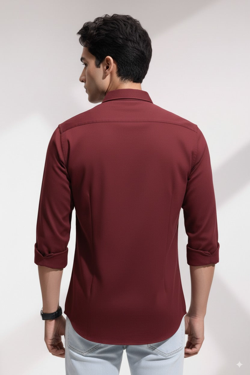Maroon Color Jacquard Shirt