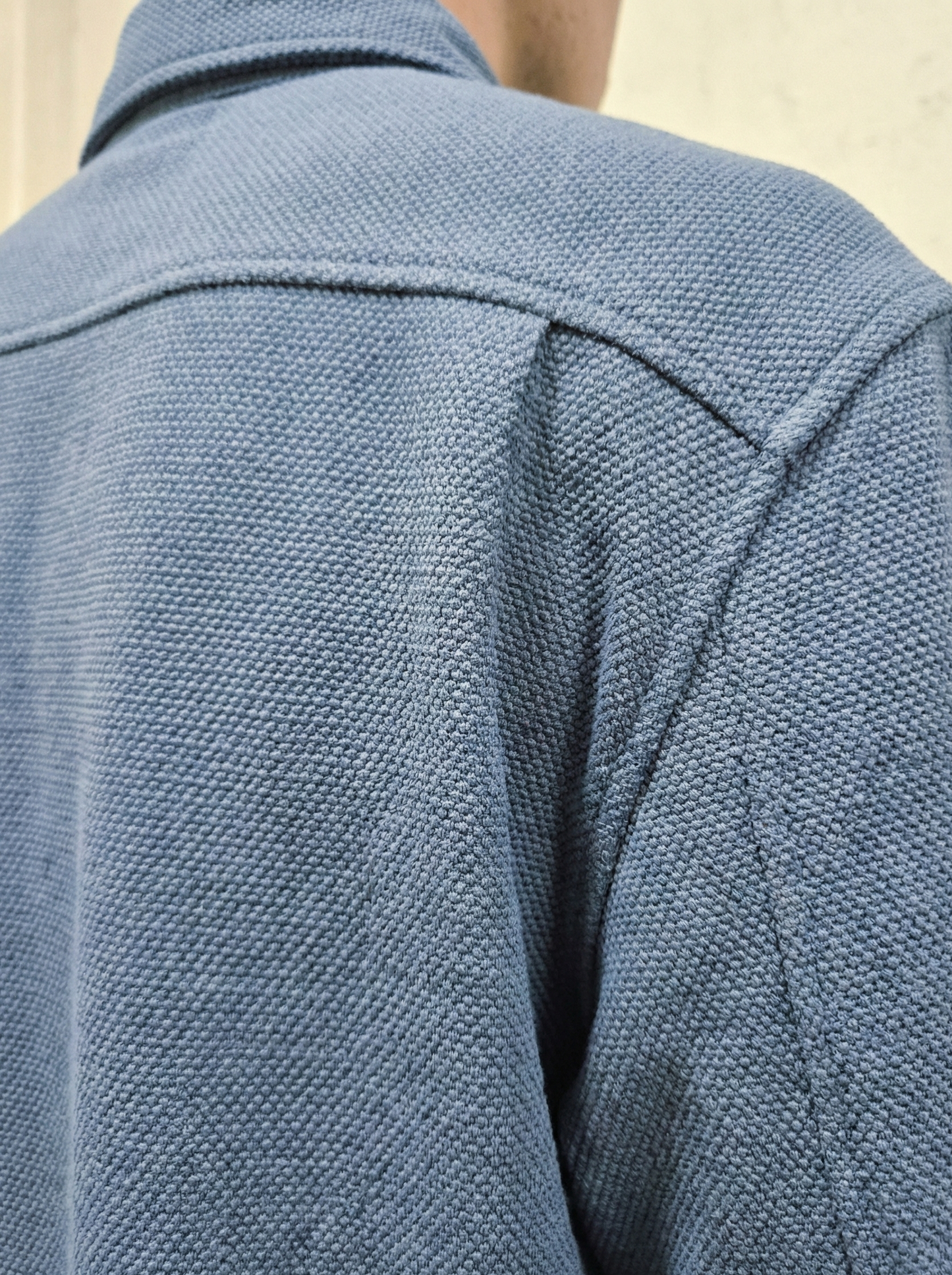 Blue Color Textured Design Jacquard Fabric Shirt