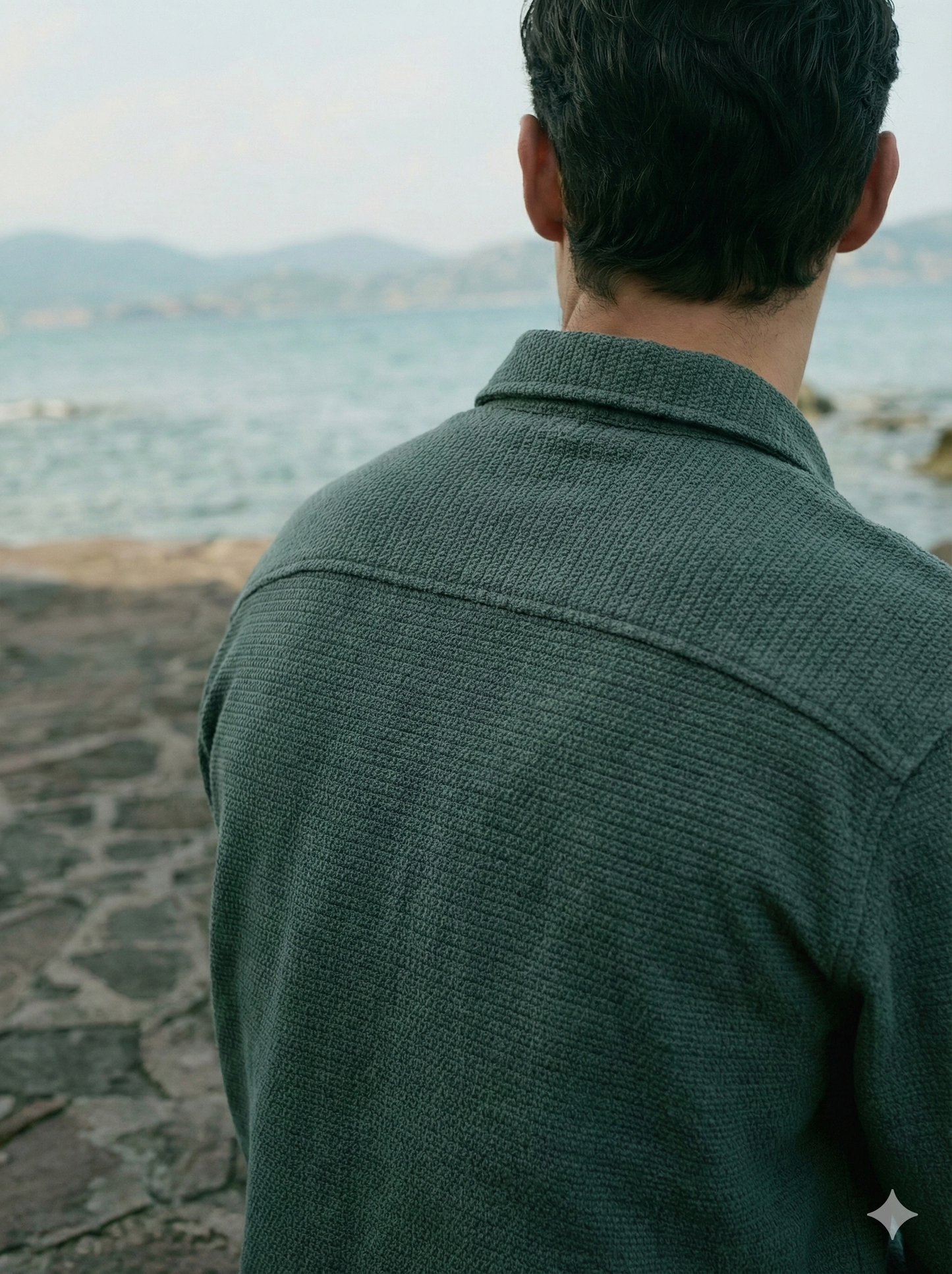 Dark Green Color Textured Design Jacquard Fabric Shirt