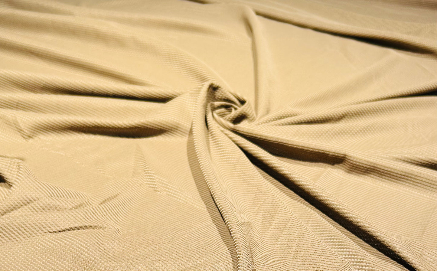 Beige Color knitted And Jacquard Fabric (Width 58 Inches)