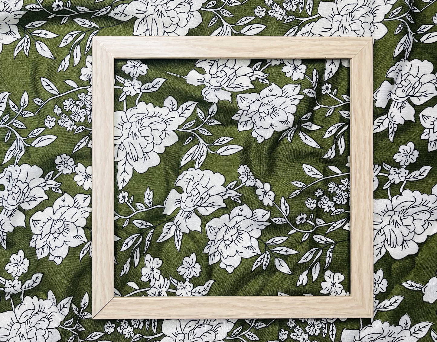 Floral Print Olive Color Pure Cotton Fabric (Width 58 Inches)