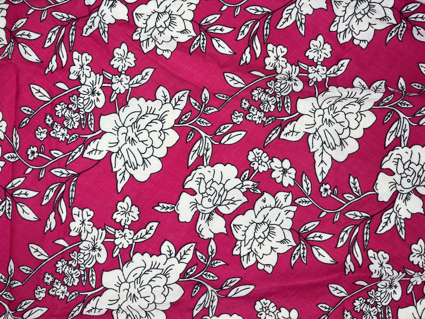 Floral Print Pink Color Pure Cotton Fabric (Width 58 Inches)