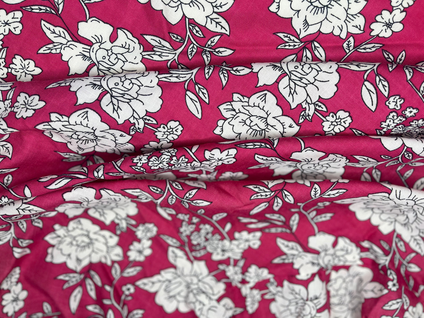 Floral Print Pink Color Pure Cotton Fabric (Width 58 Inches)