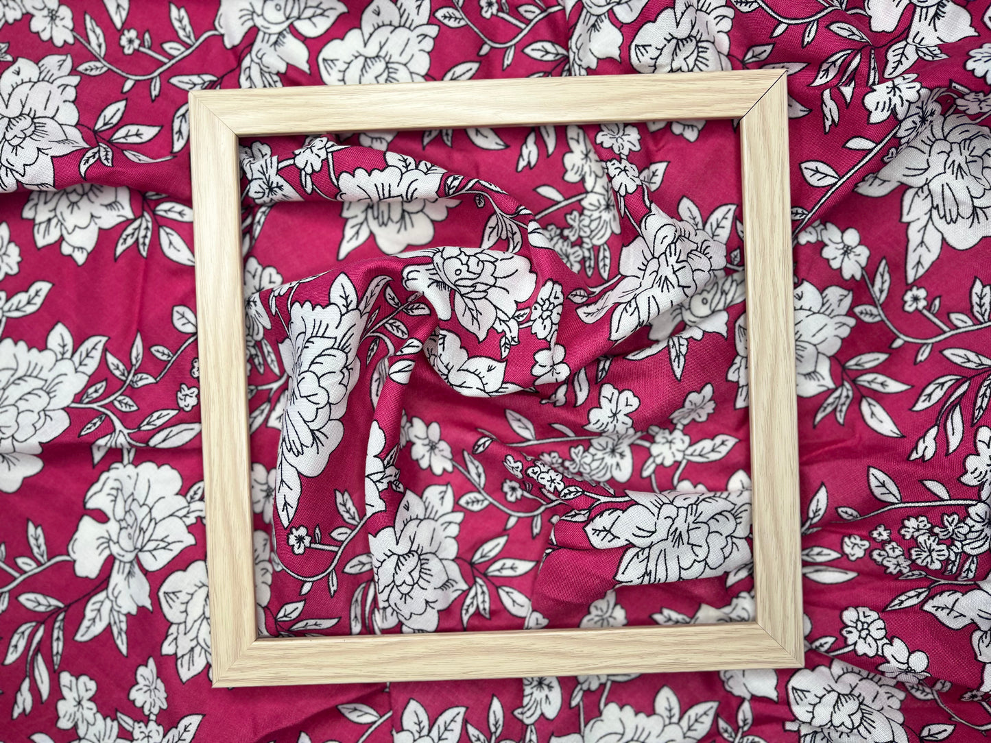 Floral Print Pink Color Pure Cotton Fabric (Width 58 Inches)