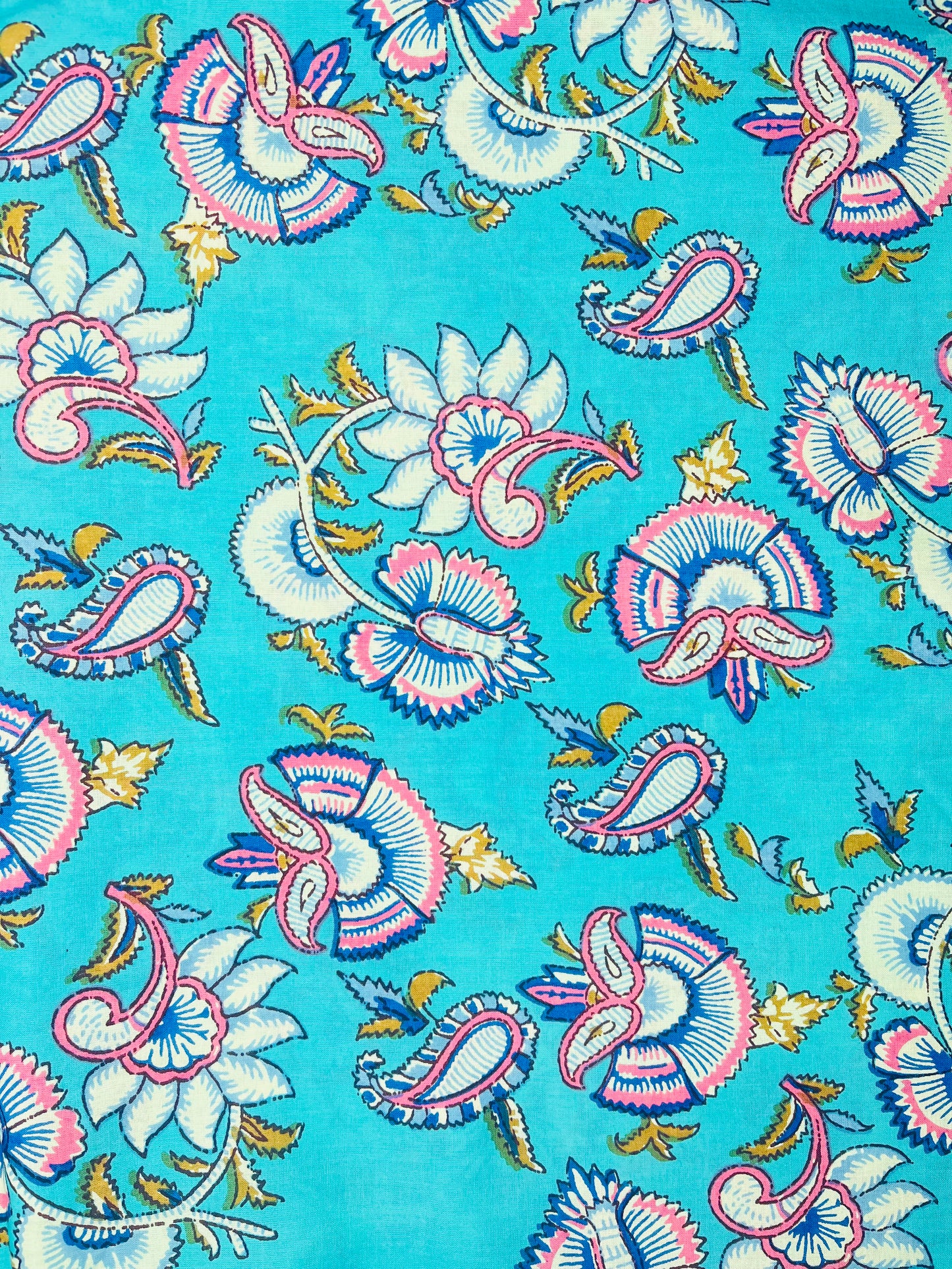 Multi Color Leave Print Pure Jaipuri Cotton Fabric (Width 42 Inches)