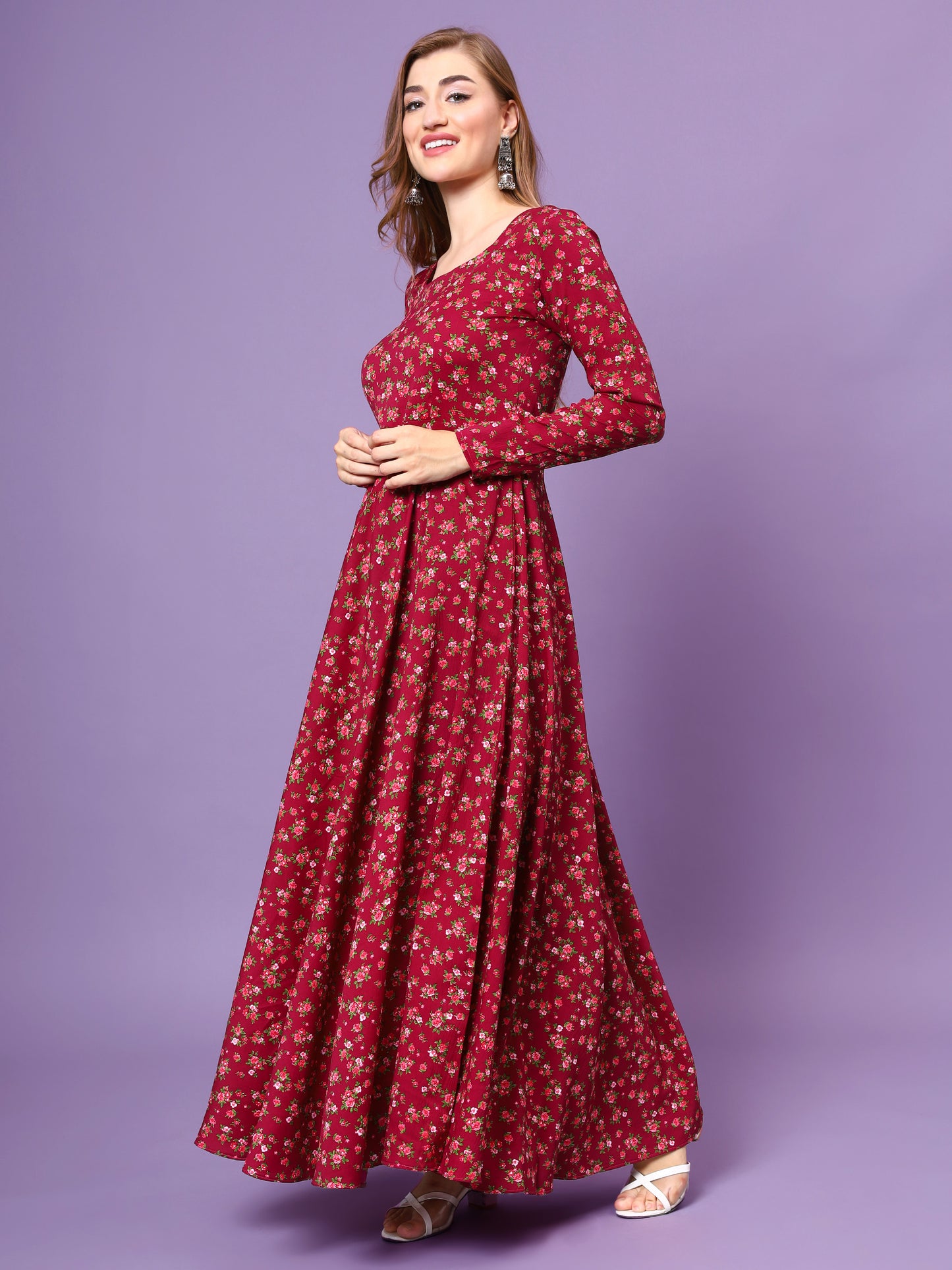Women Floral Print Anarkali Kurta