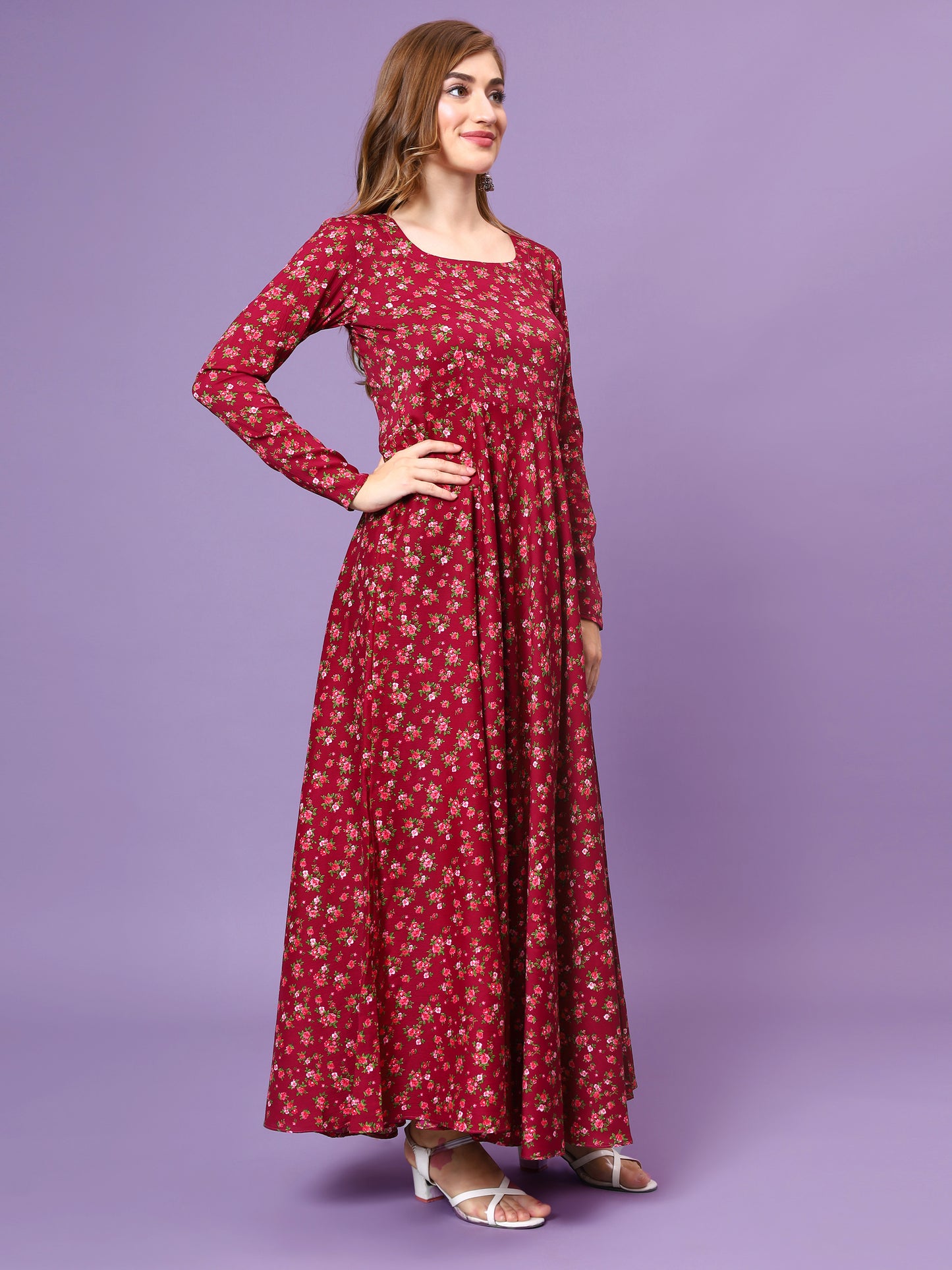 Women Floral Print Anarkali Kurta