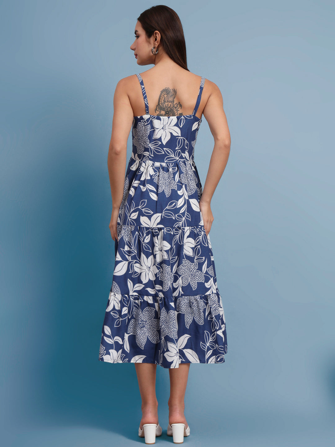 Shoulder Straps Floral Print Dress