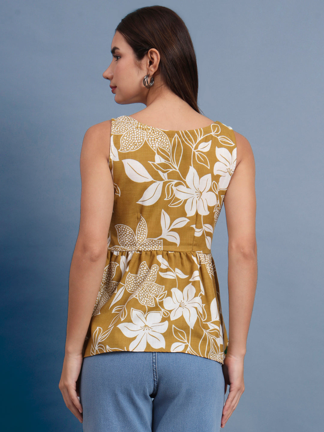 Floral Print Waist Top and Tunics