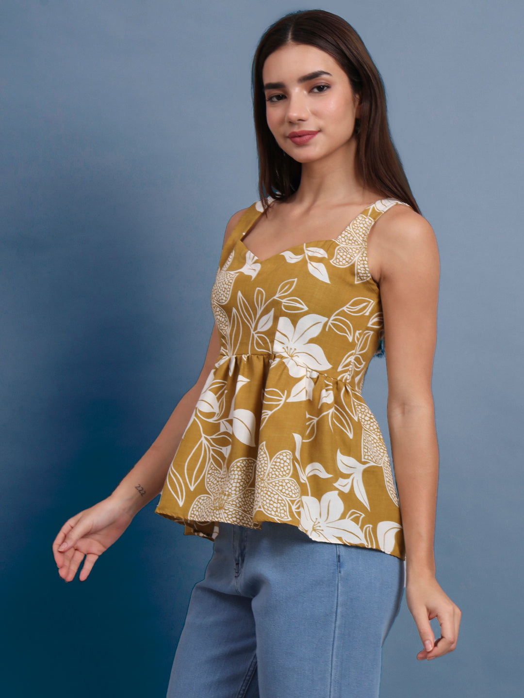 Floral Print Waist Top and Tunics