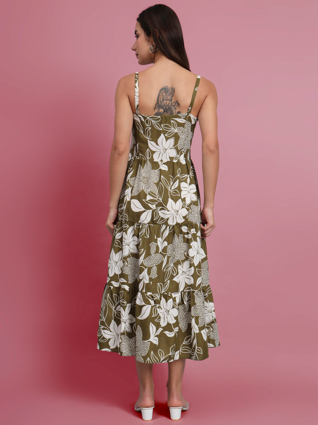 Shoulder Straps Floral Print Dress