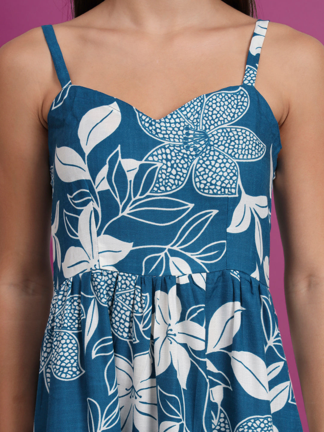 Shoulder Straps Floral Print Dress