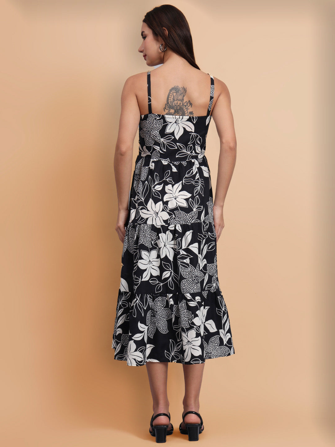 Shoulder Straps Floral Print Dress