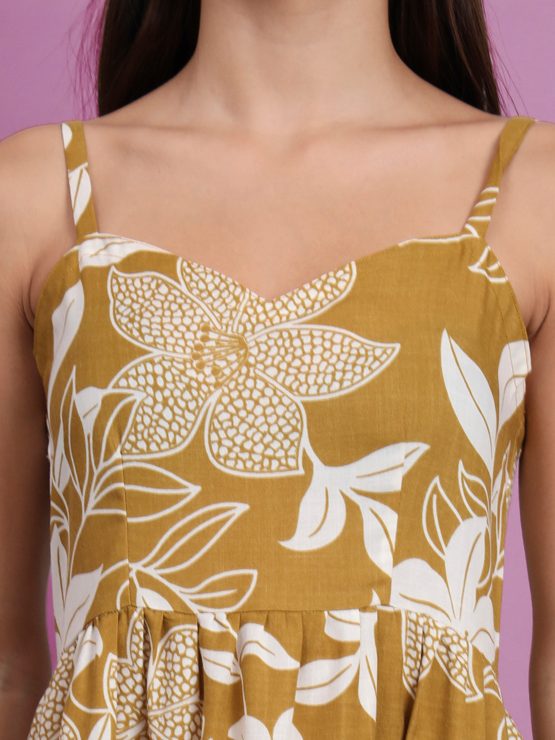 Shoulder Straps Floral Print Dress