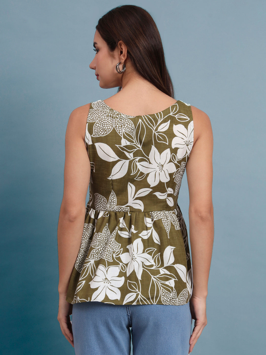Floral Print Waist Top and Tunics