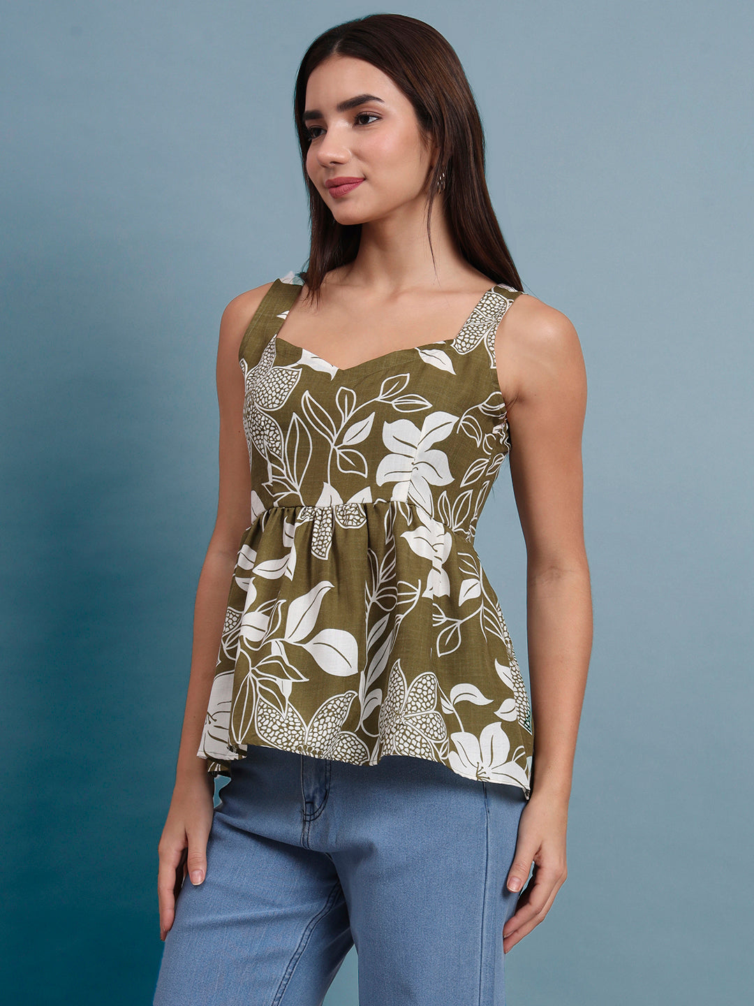 Floral Print Waist Top and Tunics