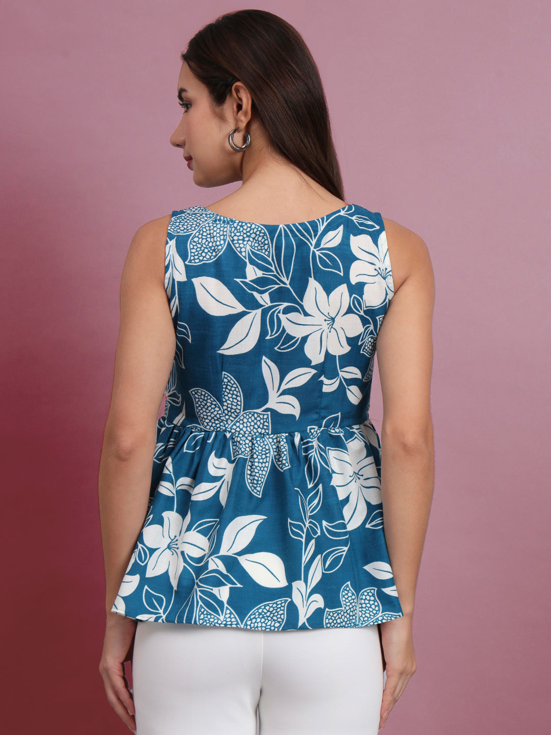 Floral Print Waist Top and Tunics