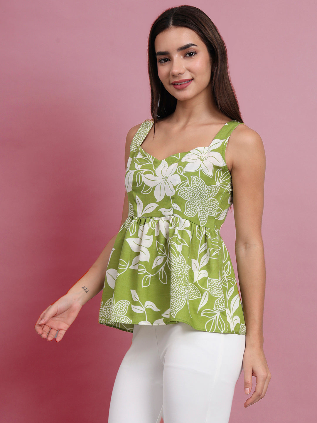 Floral Print Waist Top and Tunics