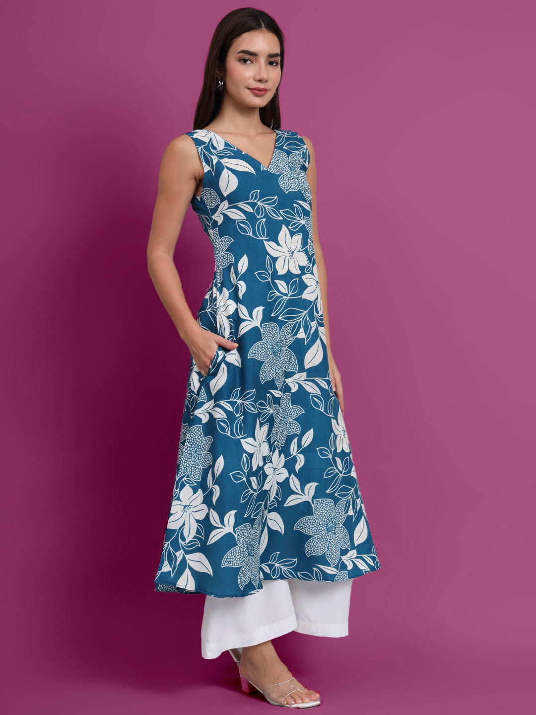 Floral Print Kurta and Plazo Set