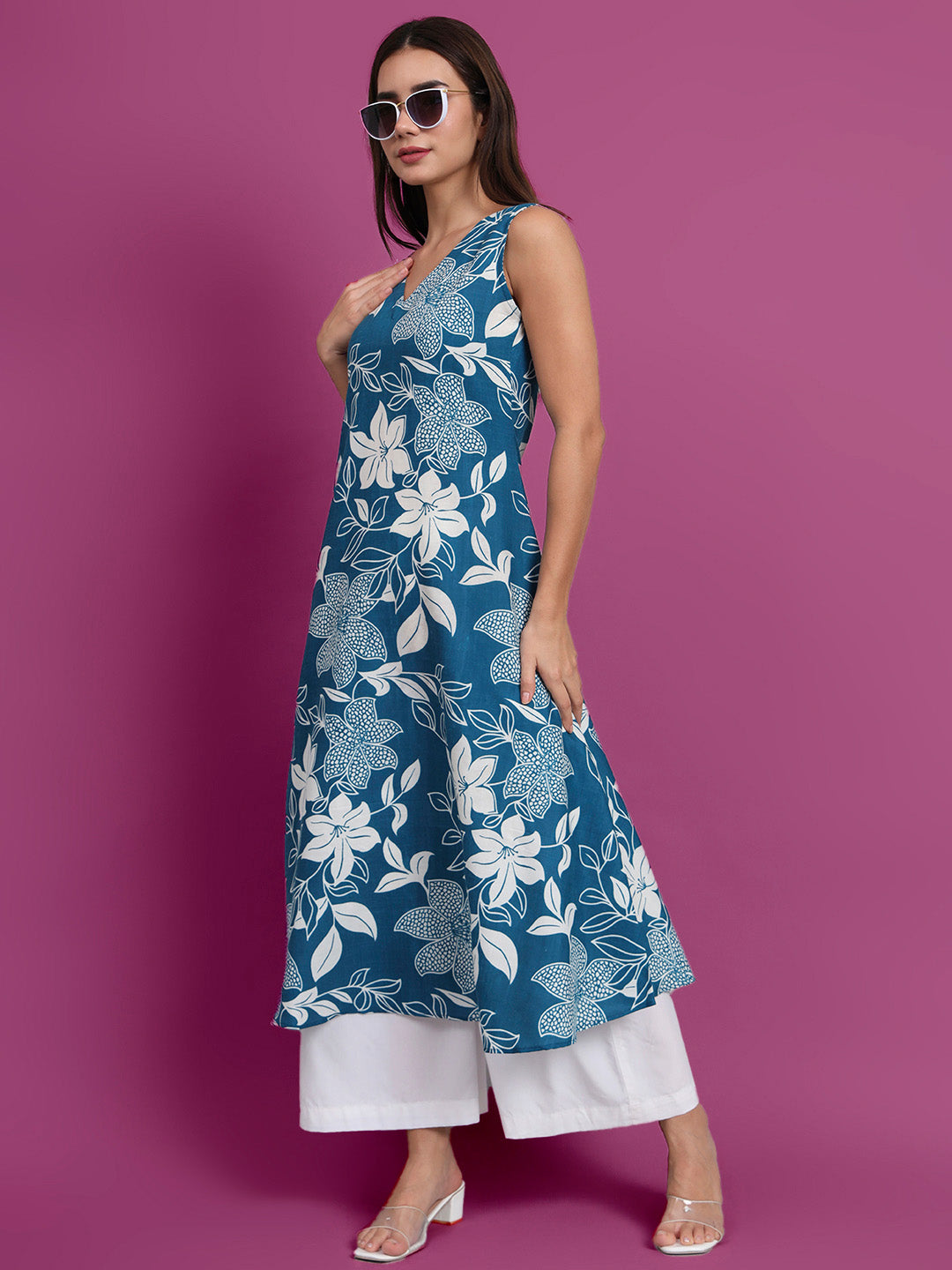 Floral Print Kurta and Plazo Set