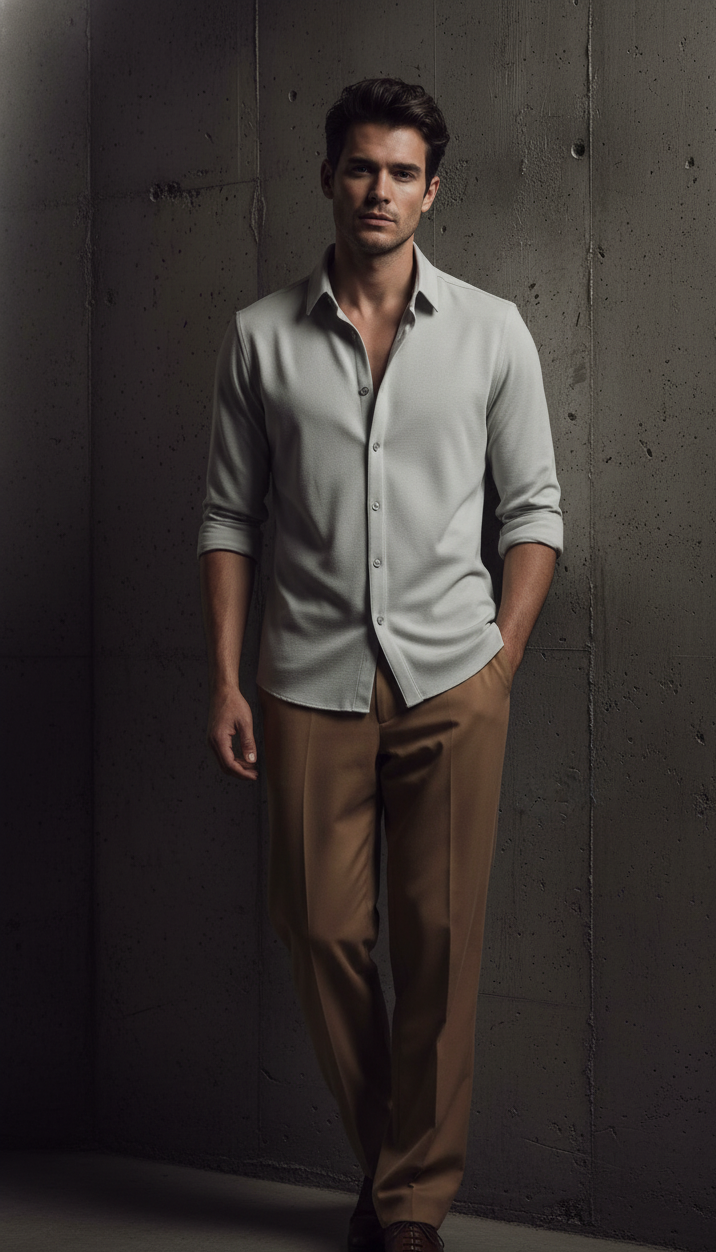 Regular Fit Khadi Color Lycra Shirt